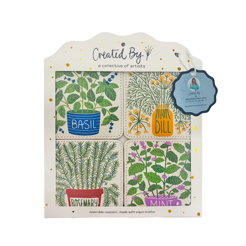 Homegrown Herbs Botanical Coasters – Set of 4