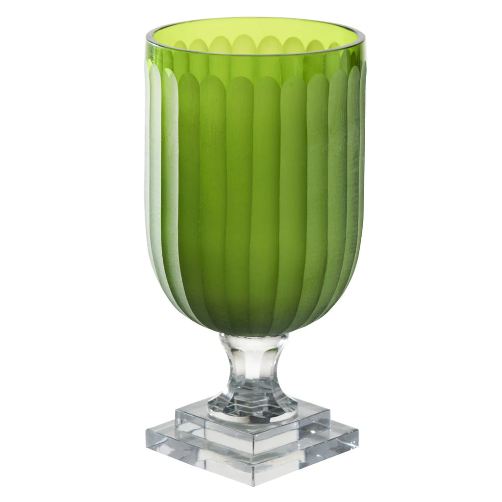 Glass Hurricane - Clear Base with Amber, Green, Pale Blue, Smoke/Green, or Clear Top