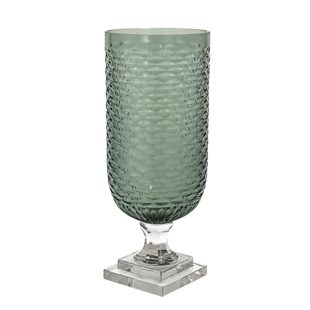 Glass Hurricane - Clear Base with Amber, Green, Pale Blue, Smoke/Green, or Clear Top