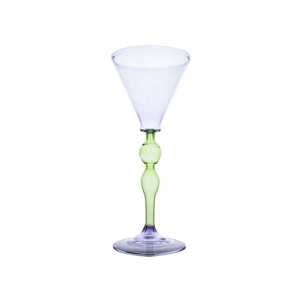 Palazzo Wine Glass, Turquoise & Green/Lavender & Green, Set of 4