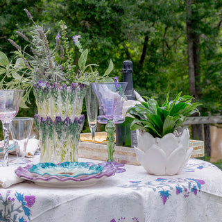 Palazzo Wine Glass, Turquoise & Green/Lavender & Green, Set of 4