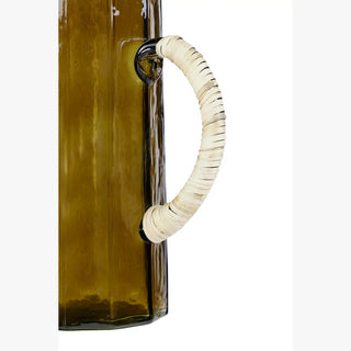 Brown Handblown Hammered Glass Water Pitcher