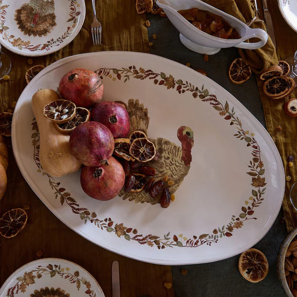 COSTA NOVA Plymouth Cream Oval Platter / Turkey Platter – Stylish Serving Dish for Special Occasions