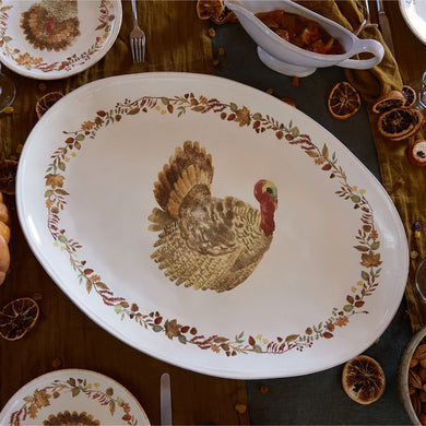 COSTA NOVA Plymouth Cream Oval Platter / Turkey Platter – Stylish Serving Dish for Special Occasions