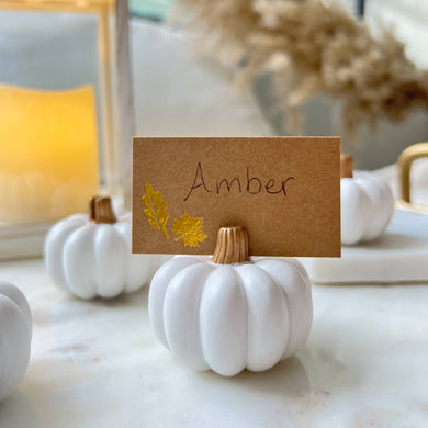 White And Gold Pumpkin Place Card Holders – Set of 6