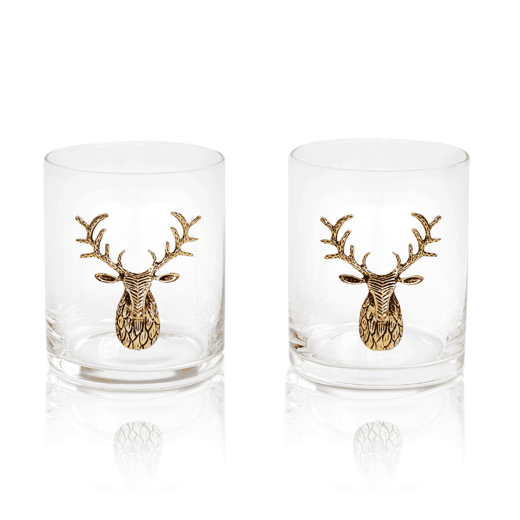 Gold Stag Crystal Whiskey Glasses – Set of 2