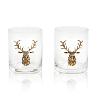 Gold Stag Crystal Whiskey Glasses – Set of 2