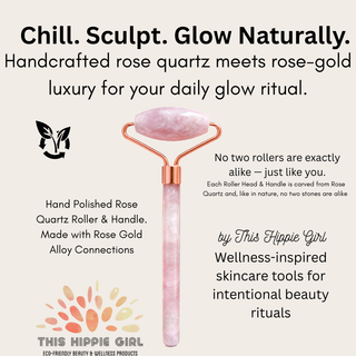 Rose Quartz Facial Roller – Cooling & Depuffing Massage Tool in Rose Gold