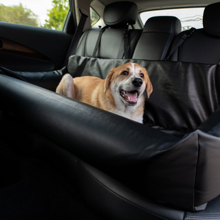 PupProtector™ Cool-to-Touch Vegan Leather Memory Foam Dog Car Bed – Black