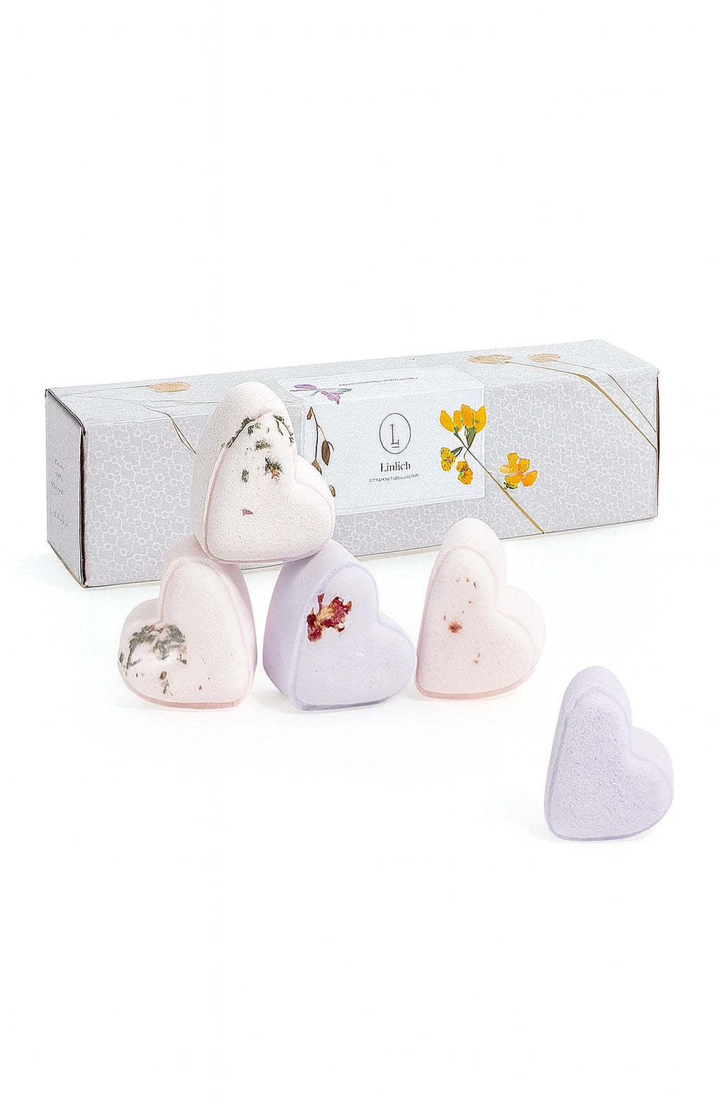 Bath Bombs - Lavender  - a Set of 5 Heart Shaped Gift box - Mother's Day best gift