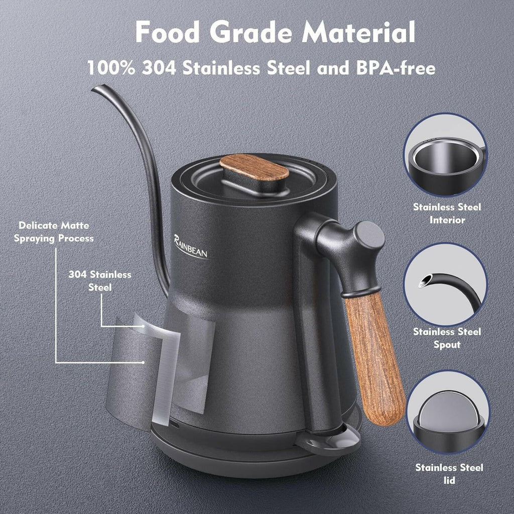Gooseneck Electric Pour-Over Kettle – Stainless Steel Fast Boil Tea & Coffee Kettle