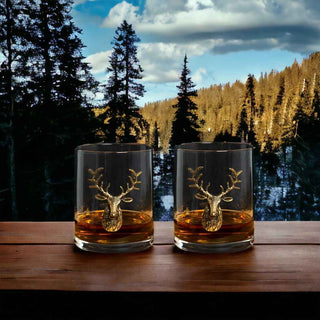 Gold Stag Crystal Whiskey Glasses – Set of 2