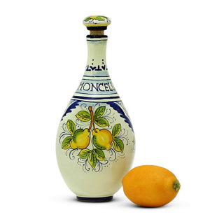 LIMONCELLO: Bottle for Limoncello with Stopper Blue design (Limoncello liquor not included)