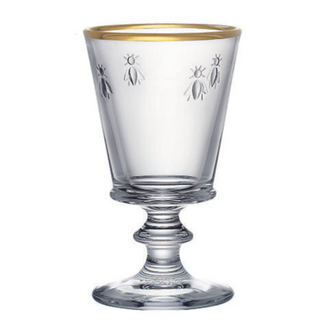 Gold Rim Bee Wine Glass Set (Set of 4)