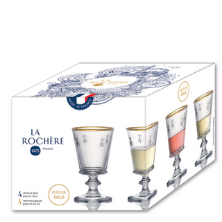 Gold Rim Bee Wine Glass Set (Set of 4)