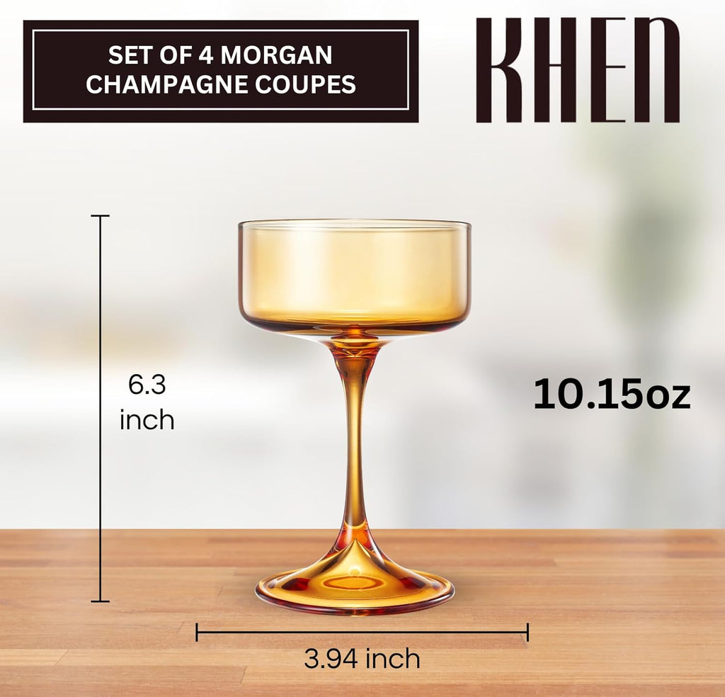 Khen Morgan Champagne Coupe Set – Vibrant Colors (Set of 4)