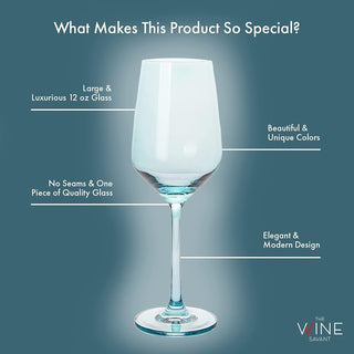 Muted Blue Italian-Style Wine Glass | 12 oz Single, Tall Elegant Stem