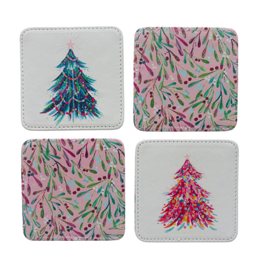 Spruce & Berries Holiday Coasters – Set of 4