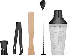 Cambridge Black Mixology 5-Piece Tool Set, stainless steel