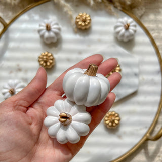White And Gold Pumpkin Place Card Holders – Set of 6