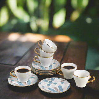 Amal Espresso Turkish Coffee Cups 12-Pc – Purple & Gold, Premium Coffee Set