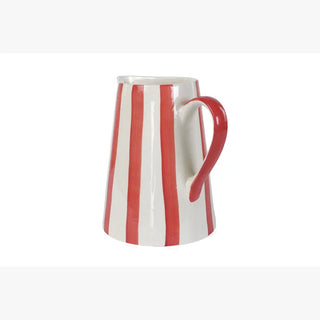 Ceramic Stripe Pitcher Red