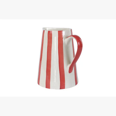Ceramic Stripe Pitcher Red