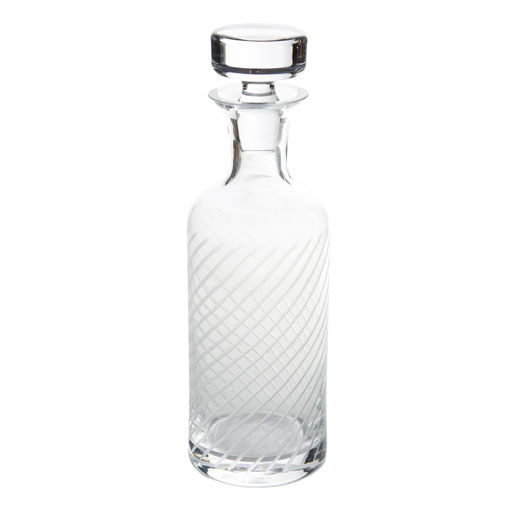 St. Regis Decanter, Diagonal Cut – Hand-Etched Polish Crystal Whiskey Decanter