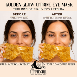 Golden Glow Citrine Eye Mask – Genuine Crystal Cooling Spa Ritual