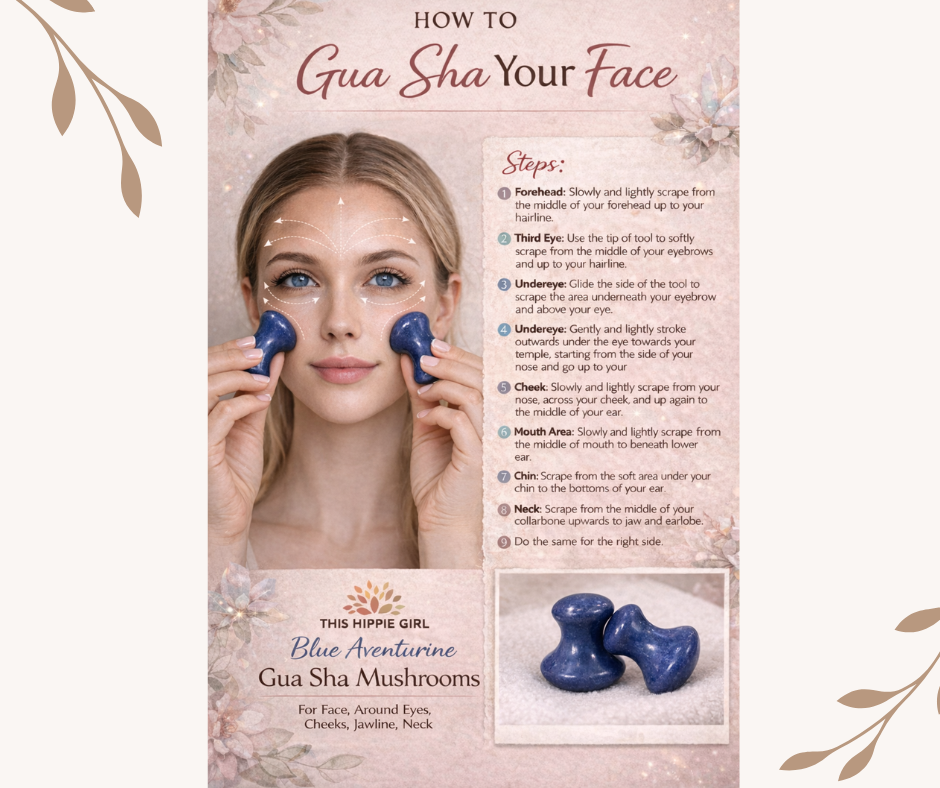 Blue Aventurine Gua Sha Mushroom Set – Facial Sculpting & Body Massage Tools