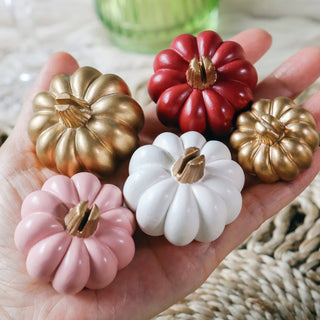 Burgundy & Blush Pink Pumpkin Place Card Holders – Set of 6