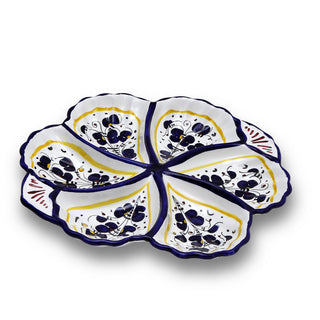 ORVIETO BLUE ROOSTER: Snack Tray Fiore/Shell - Six Compartments