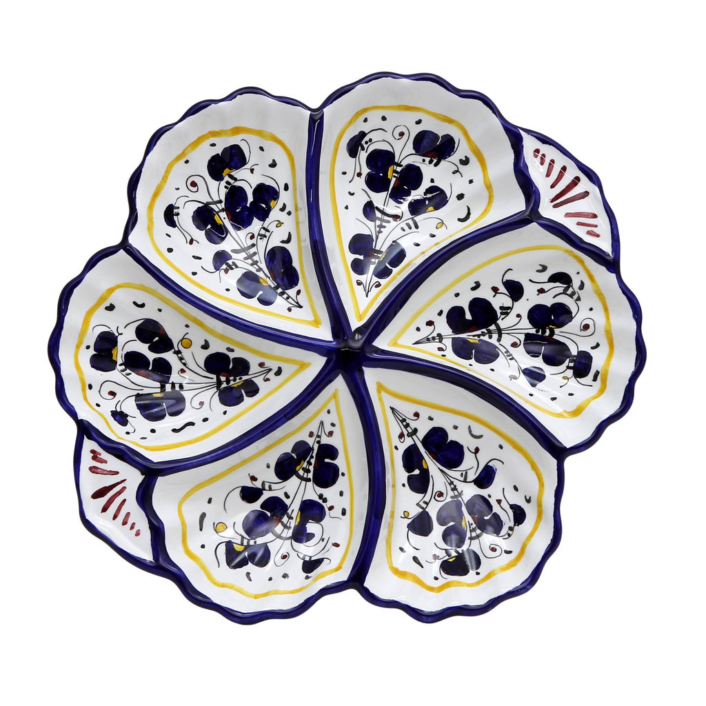 ORVIETO BLUE ROOSTER: Snack Tray Fiore/Shell - Six Compartments