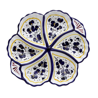 ORVIETO BLUE ROOSTER: Snack Tray Fiore/Shell - Six Compartments