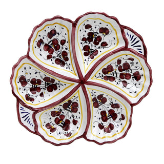 ORVIETO RED ROOSTER: Snack Tray Fiore/Shell - Six Compartments