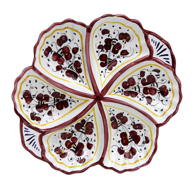 ORVIETO RED ROOSTER: Snack Tray Fiore/Shell - Six Compartments