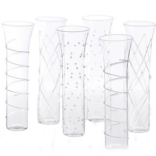 Razzle Dazzle Champagne Flutes with Clear/Gold/Red/Silver Accents, Set of 6
