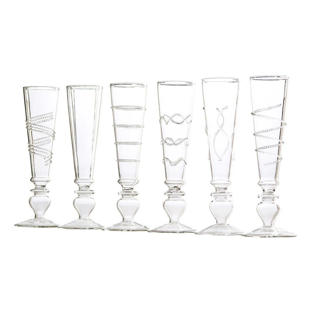Footed Razzle Dazzle Champagne Flutes with Clear/Gold Accents, Set of 6
