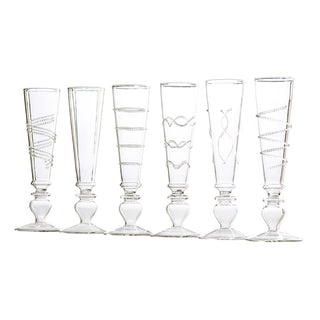 Footed Razzle Dazzle Champagne Flutes with Clear/Gold Accents, Set of 6