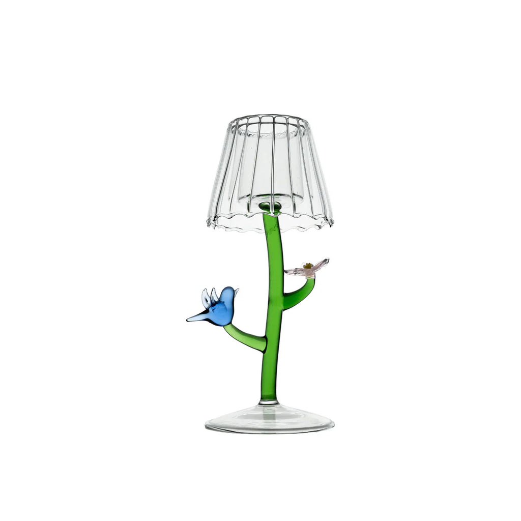 Firefly Tealight with Pink Flower & Blue Bird