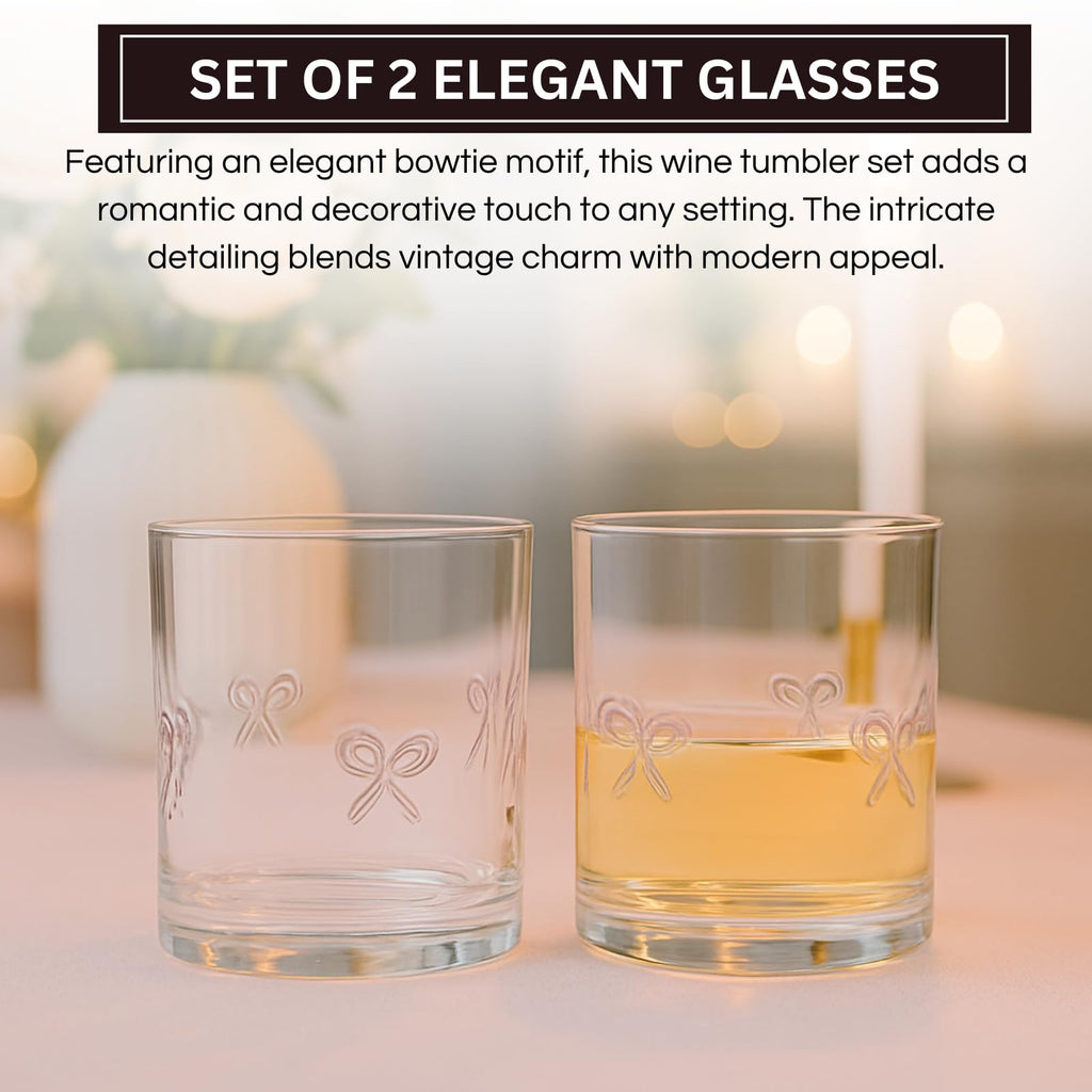 Khen Bowtie Tumblers Set Stylish Break Resistant Acrylic Drinkware for Cocktail Wedding Gift Use - Set of 2 Pink