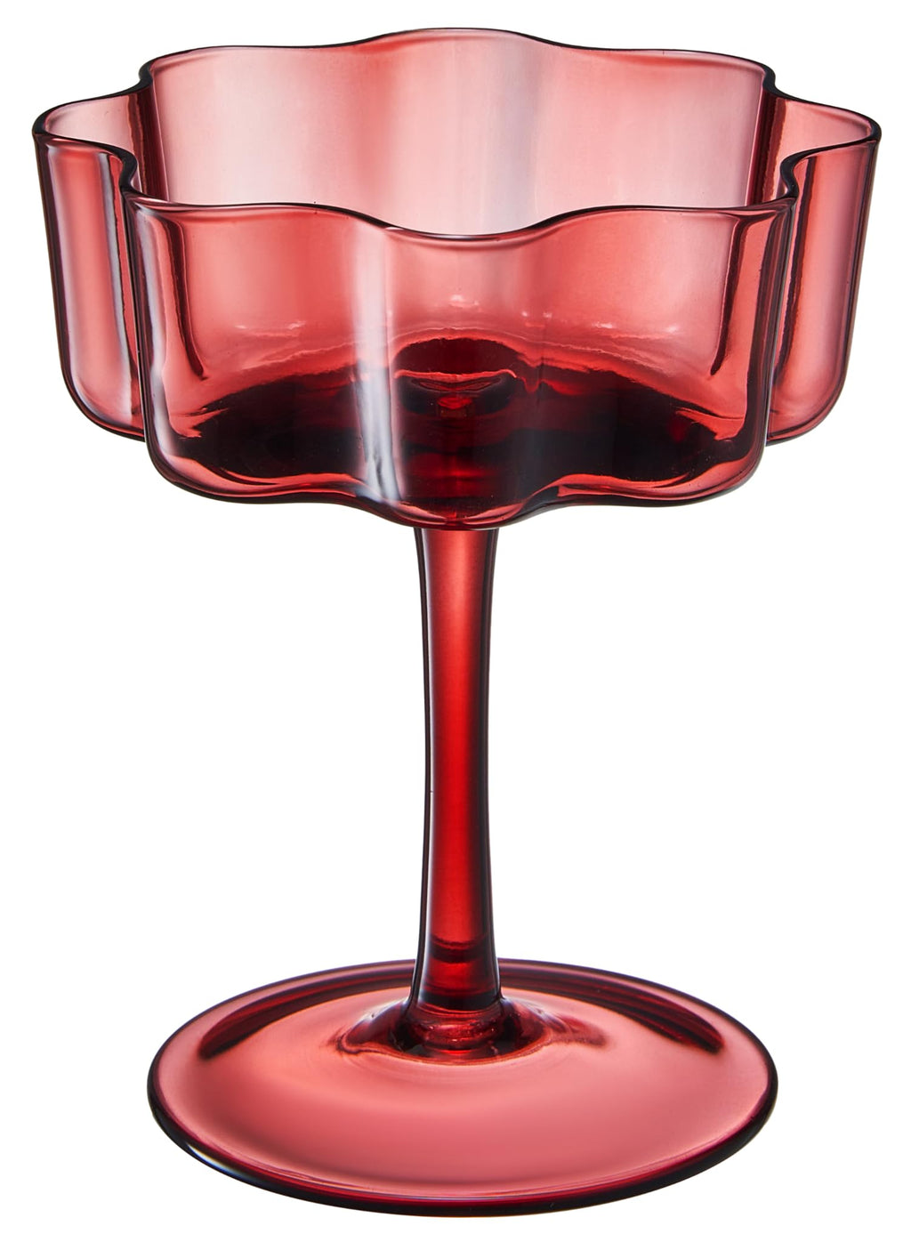 Muted Flower Wave Coupe Cocktail Glasses Set of 6 – Elegant Colored Barware for Entertaining