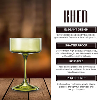 Khen Morgan Champagne Coupe Set – Vibrant Colors (Set of 4)