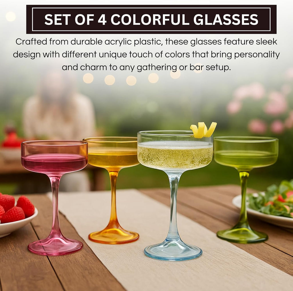Khen Morgan Champagne Coupe Set – Vibrant Colors (Set of 4)