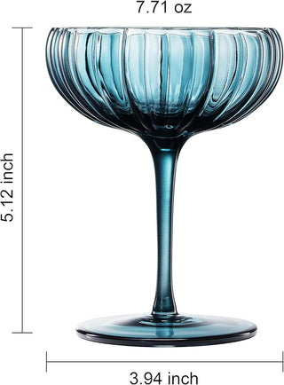 Muted Flower Coupe Cocktail Glasses Set of 4 – Elegant Colored Bar Glassware for Entertaining
