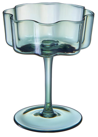 Muted Flower Wave Coupe Cocktail Glasses Set of 6 – Elegant Colored Barware for Entertaining