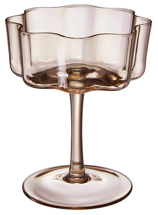 Muted Flower Wave Coupe Cocktail Glasses Set of 6 – Elegant Colored Barware for Entertaining