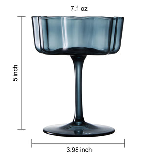 Muted Flower Wave Coupe Cocktail Glasses Set of 6 – Elegant Colored Barware for Entertaining