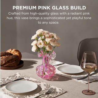 Blush Petal Small Hand-Blown Glass Flower Vase – 7-Inch Decorative Vase for Home Decor