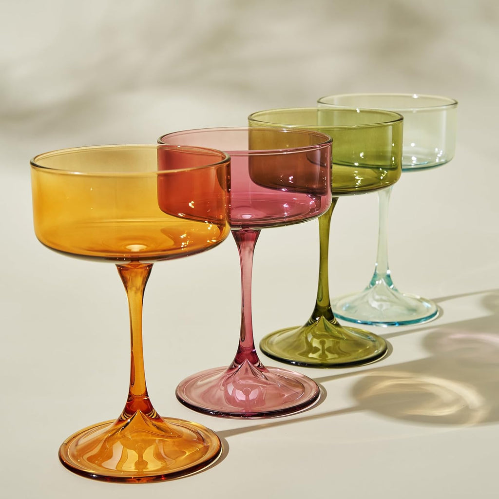 Khen Morgan Champagne Coupe Set – Vibrant Colors (Set of 4)